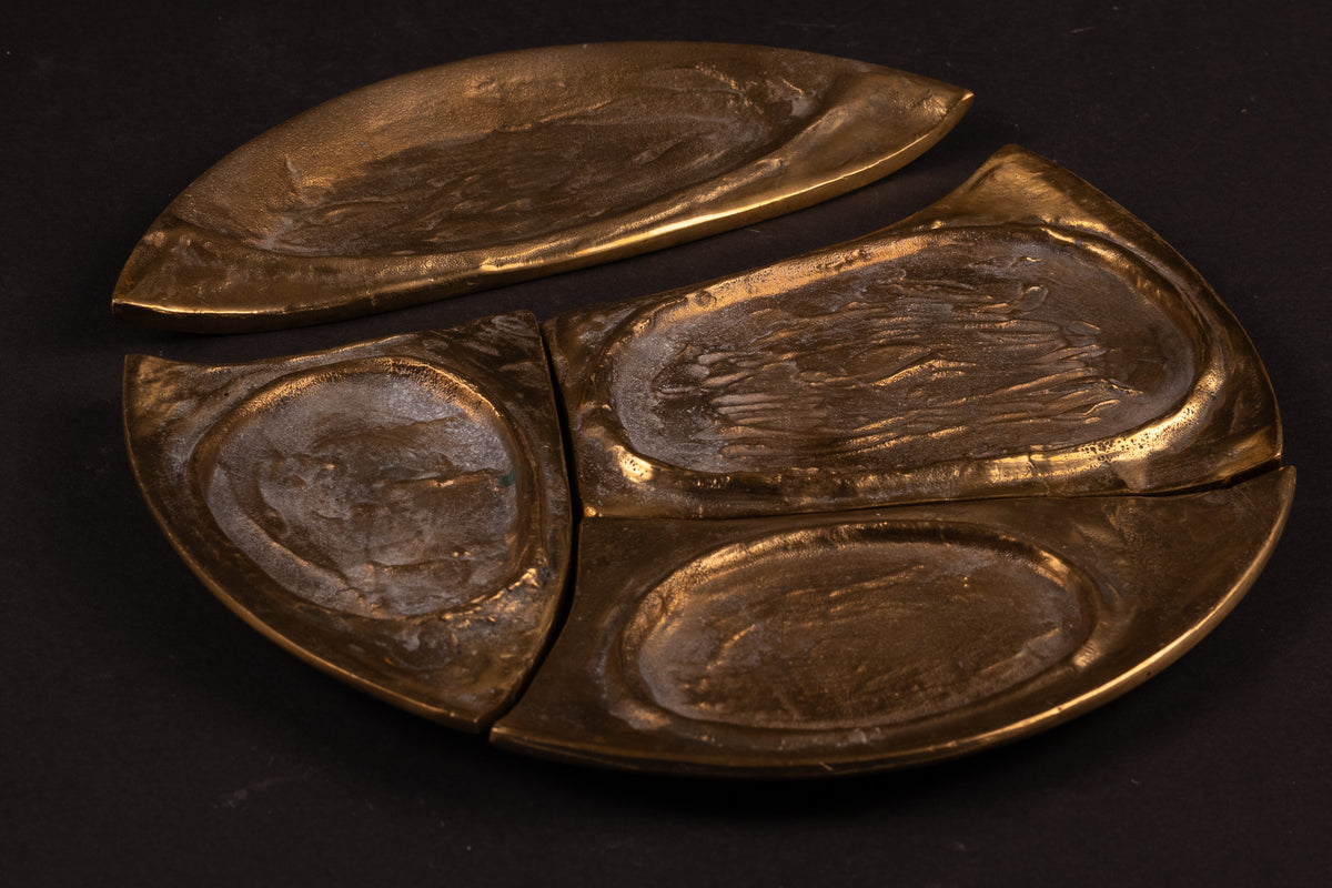 Mid-Century Brutalist bronzen/messing schaalenset (4-delig) – Carlo Brera voor Esart Italy, ca. 1970