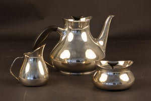Deens Design 3-delig Verzilverd Theeservies – Hans Bunde voor Carl M. Cohr (ca. 1955–1960)