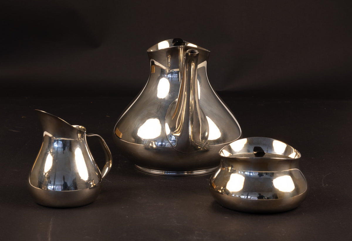 Deens Design 3-delig Verzilverd Theeservies – Hans Bunde voor Carl M. Cohr (ca. 1955–1960)