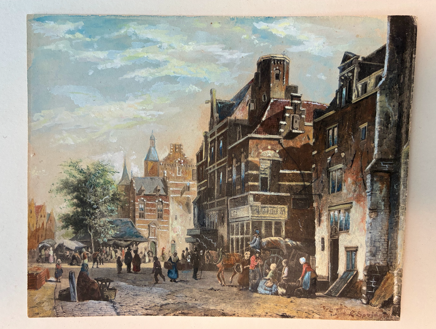 Cornelis Springer (1817–1891) – Levendig Stadsgezicht met Figuren