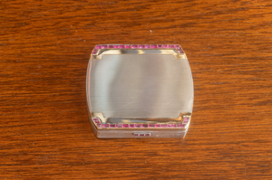 Exclusieve Art Deco Vermeil & Robijnen Minaudière / Poederdoos – Charles Holl, Parijs ca. 1930