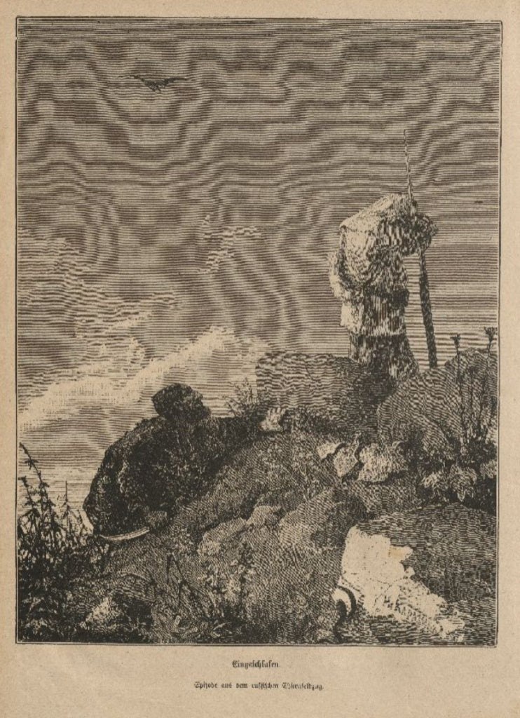 Historisch 19e-eeuws Olieverfschilderij (1879): "Ontwaakt - Episode uit de Russische Khiva-veldtocht"