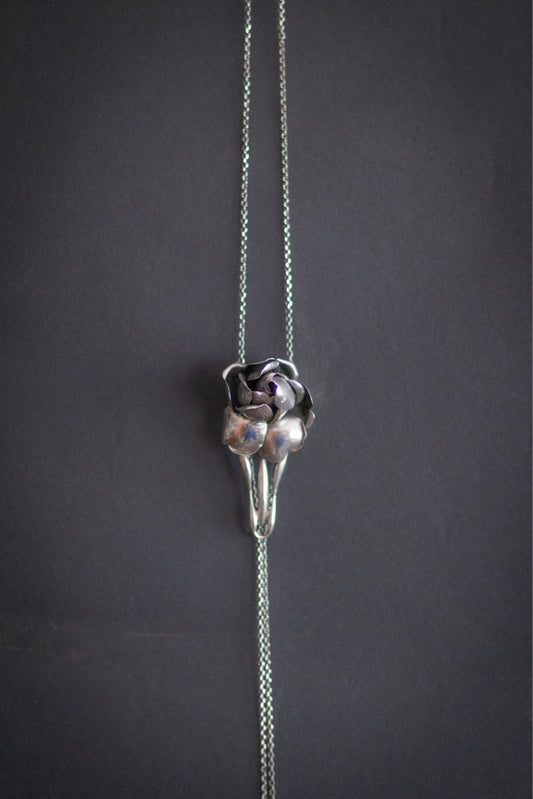 Antieke Zilveren Lariat Schuifketting – Jugendstil Roos
