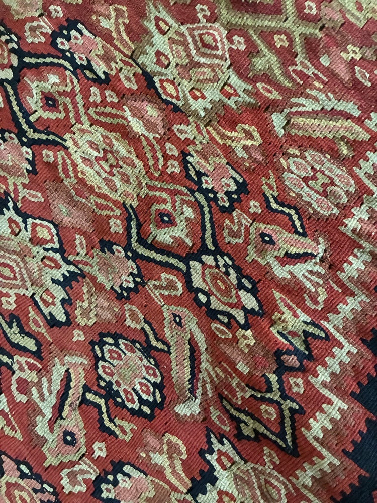 Zeldzame Authentieke Tribale Kelim (132x200 cm) met Symbolische Vogelmotieven